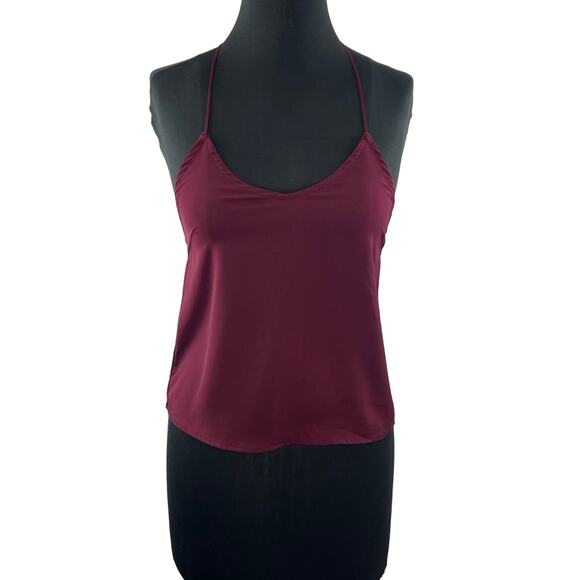 TOBI Burgundy Sleeveless Spaghetti Strap Lace Ladder T-Back Camisole Tank Sz XS - Picture 2 of 8